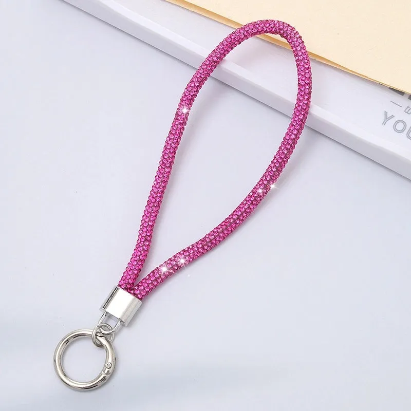 Casual Simple Style Solid Color Rhinestone Bag Pendant Mobile Phone Chain Keychain