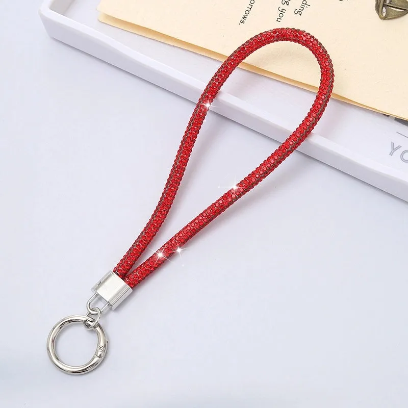 Casual Simple Style Solid Color Rhinestone Bag Pendant Mobile Phone Chain Keychain