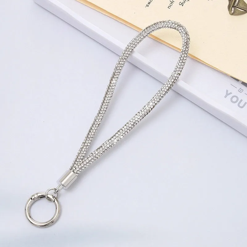 Casual Simple Style Solid Color Rhinestone Bag Pendant Mobile Phone Chain Keychain