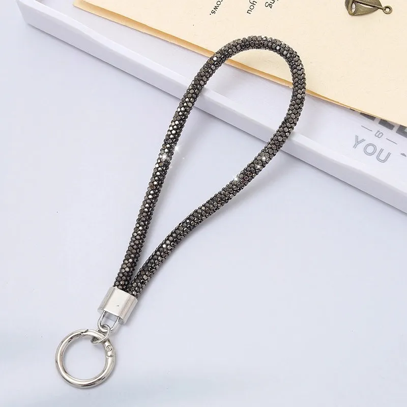 Casual Simple Style Solid Color Rhinestone Bag Pendant Mobile Phone Chain Keychain