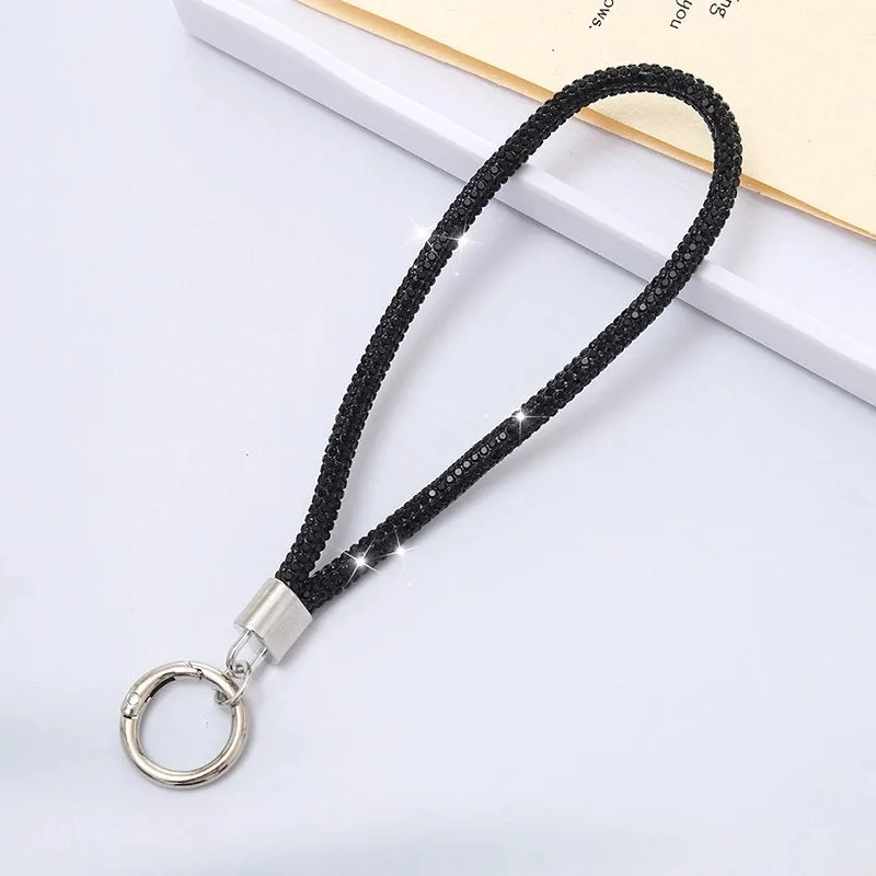 Casual Simple Style Solid Color Rhinestone Bag Pendant Mobile Phone Chain Keychain