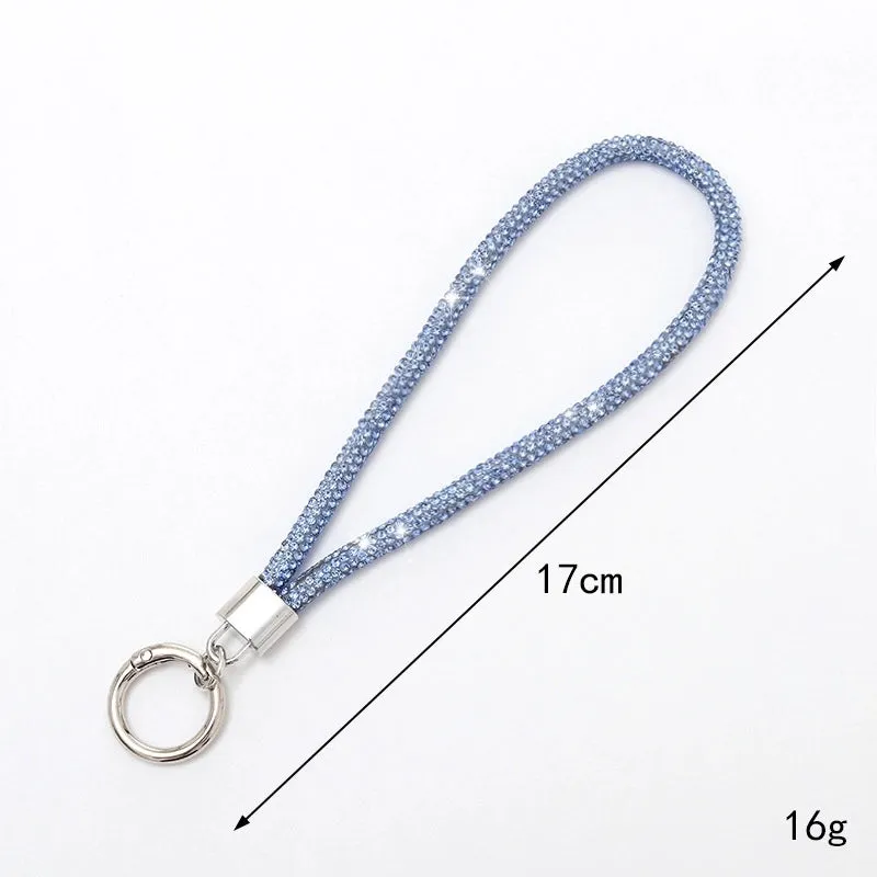 Casual Simple Style Solid Color Rhinestone Bag Pendant Mobile Phone Chain Keychain