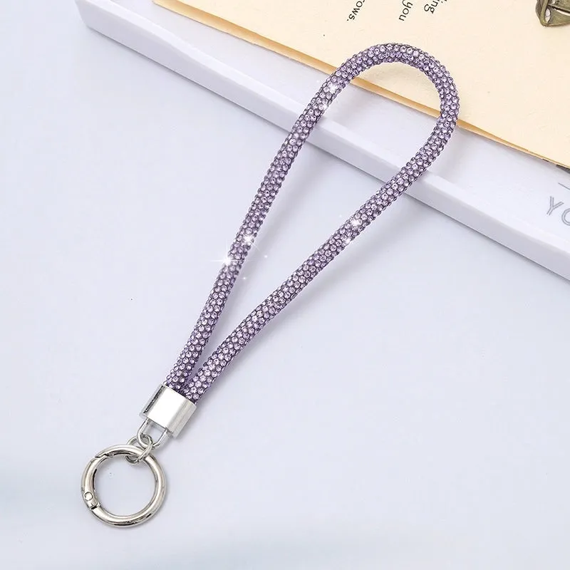 Casual Simple Style Solid Color Rhinestone Bag Pendant Mobile Phone Chain Keychain