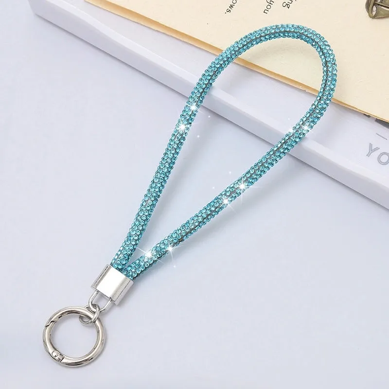 Casual Simple Style Solid Color Rhinestone Bag Pendant Mobile Phone Chain Keychain