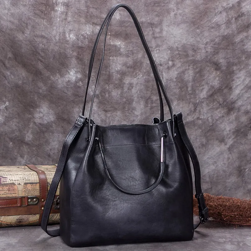 Casual Women Bucket Bag Leather Tote Bag Handbags Shoulder Bag for Women