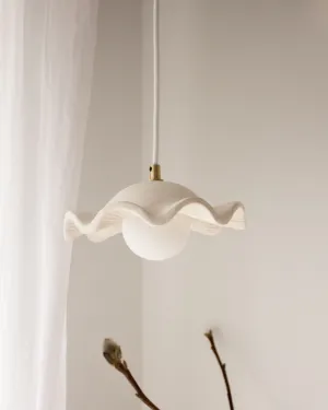 Ceramic Grooved Pendant Light