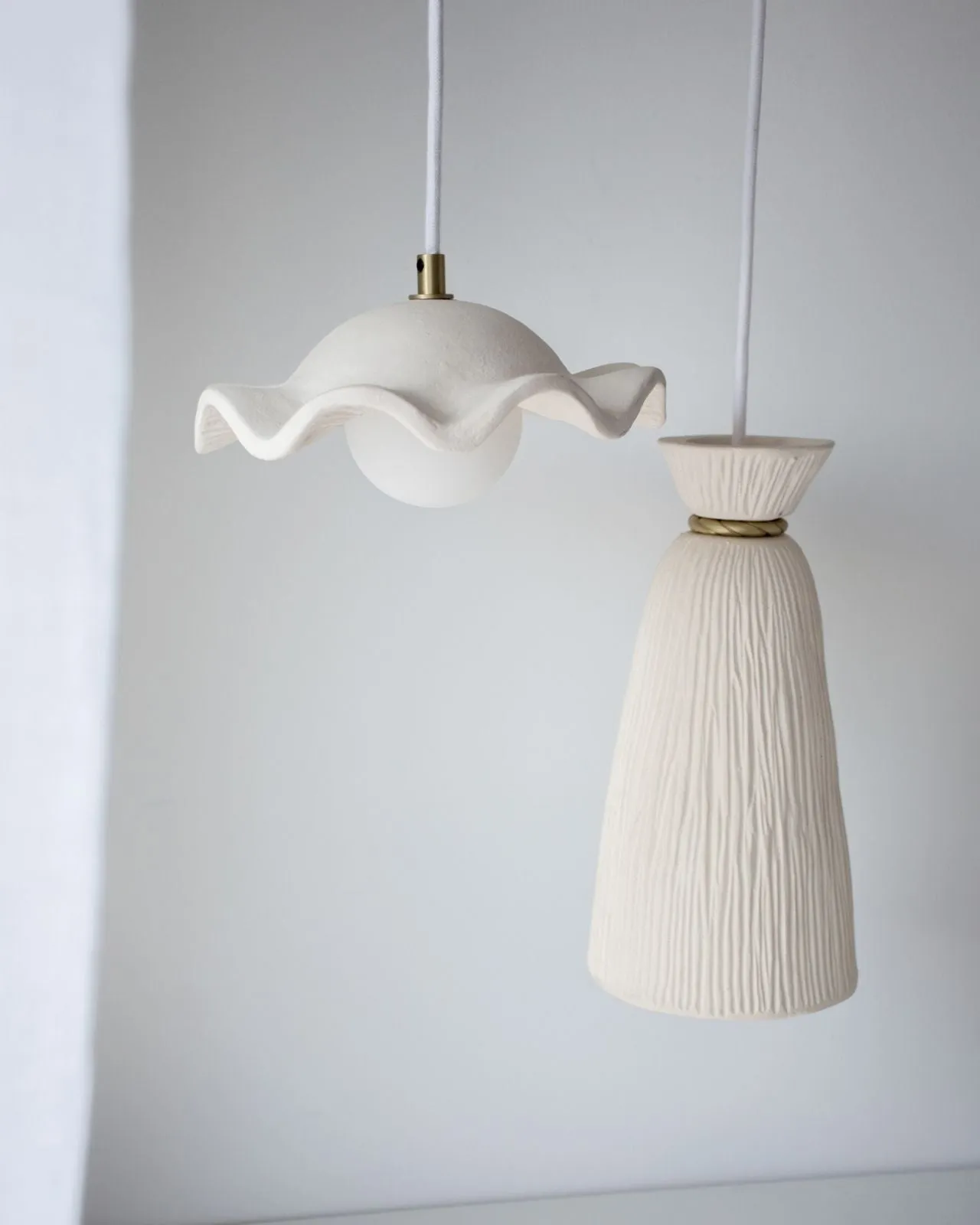 Ceramic Grooved Pendant Light