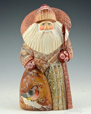 Christmas Birds Two Sided Scenic Russian Santa