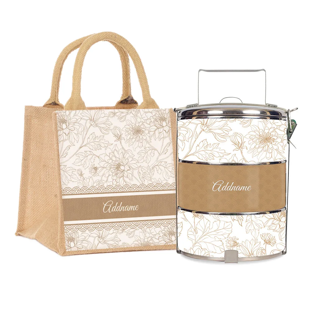 Chrysanths Artline Series 3-Tier Standard Small 12cm Tiffin Carrier [FREE Custom Add Name]