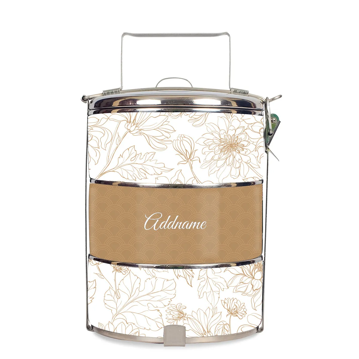 Chrysanths Artline Series 3-Tier Standard Small 12cm Tiffin Carrier [FREE Custom Add Name]