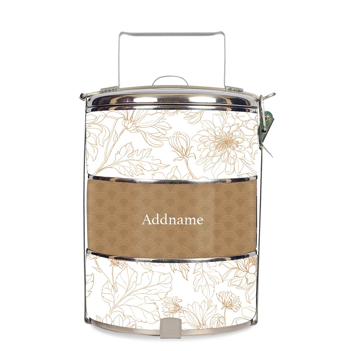 Chrysanths Artline Series 3-Tier Standard Small 12cm Tiffin Carrier [FREE Custom Add Name]