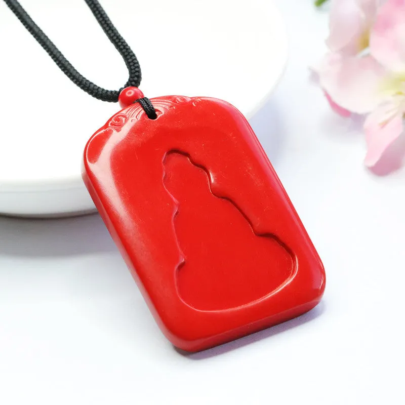 Cinnabar Pendant Red Sand Buddha with Back Carved Auspicious Cloud Pendant Jewelry