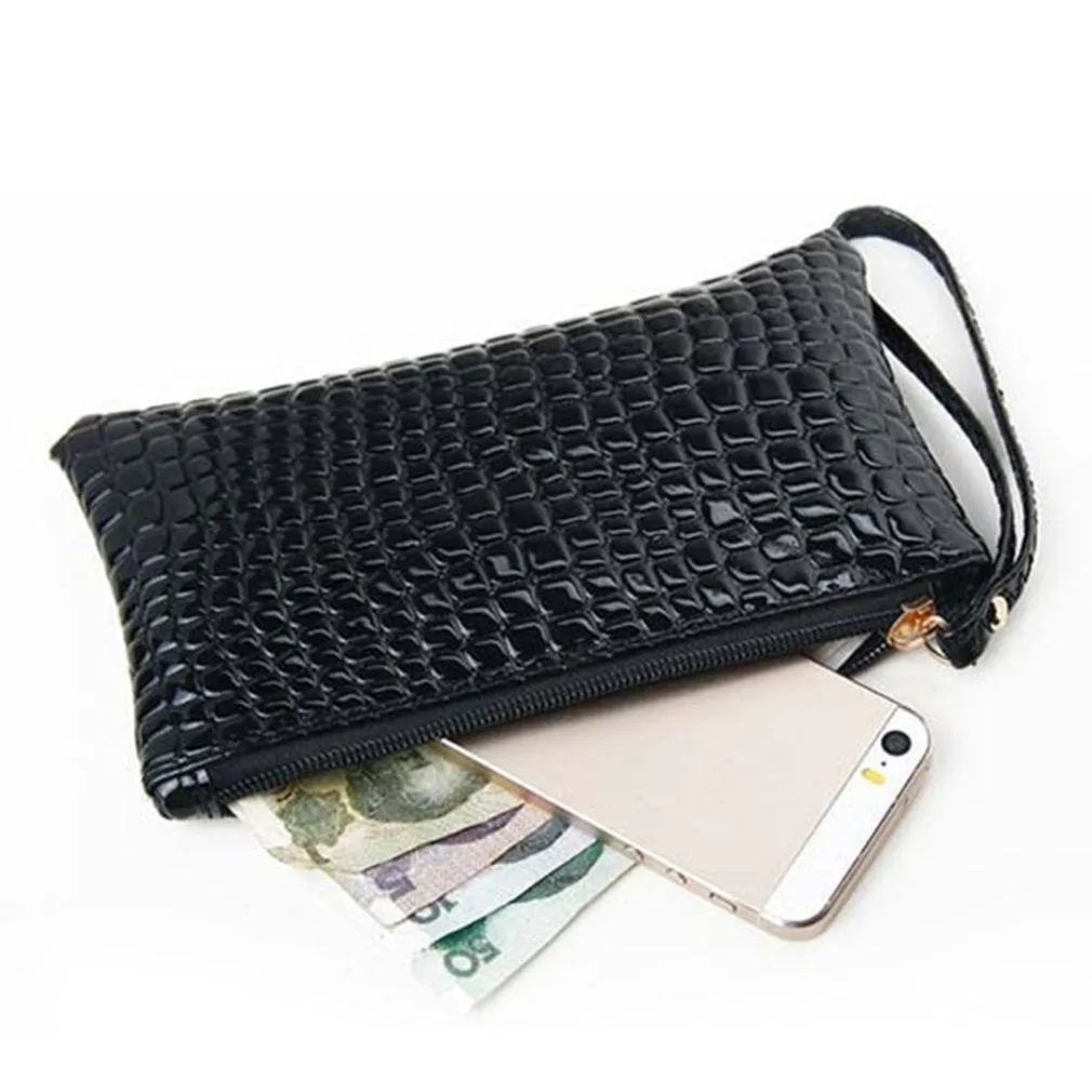 Crocodile Pattern Wallet Purse Card Phone Holder Leather Makeup Bag Large Capacity Clutch Handbag