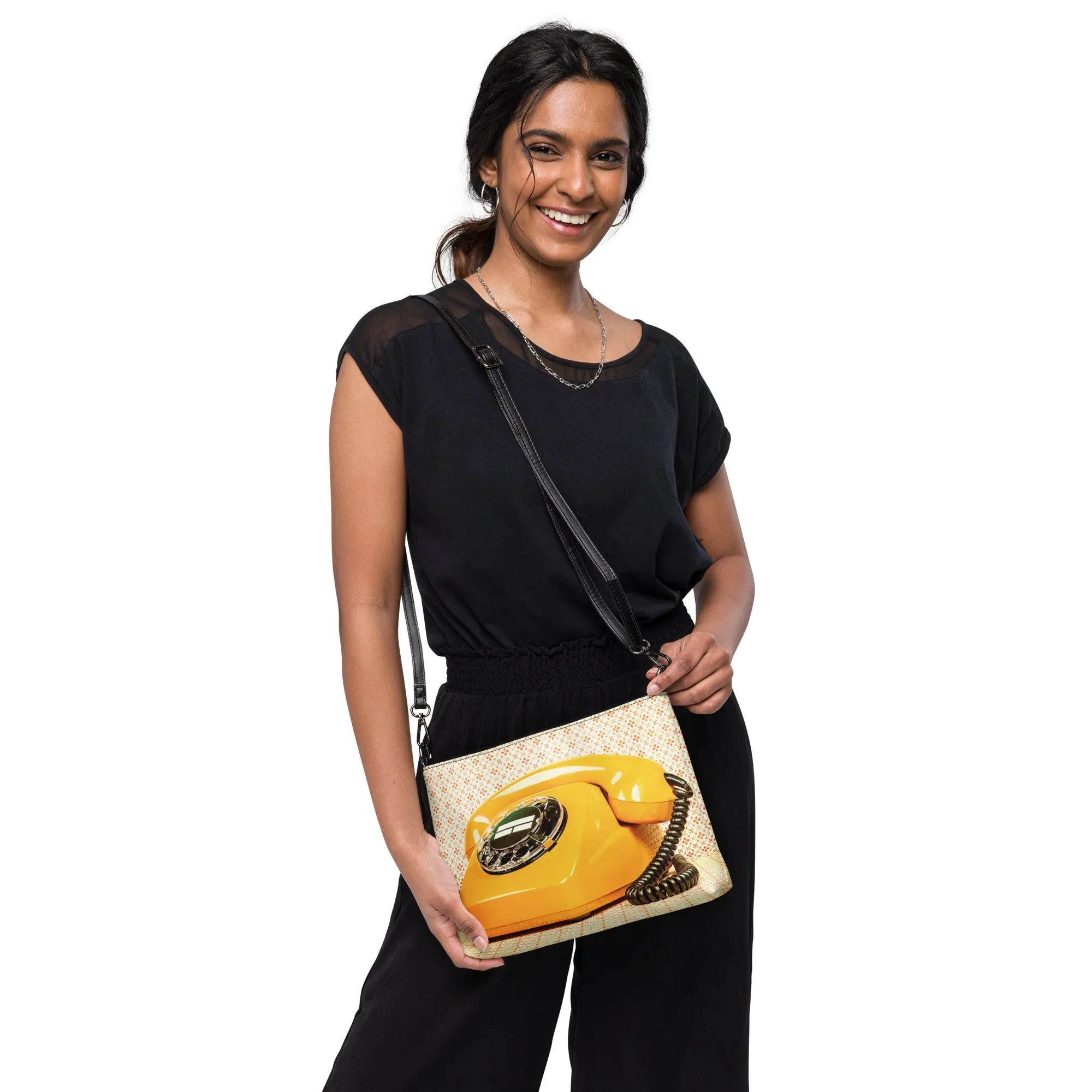 Crossbody Bag Yellow Retro Vintage Phone