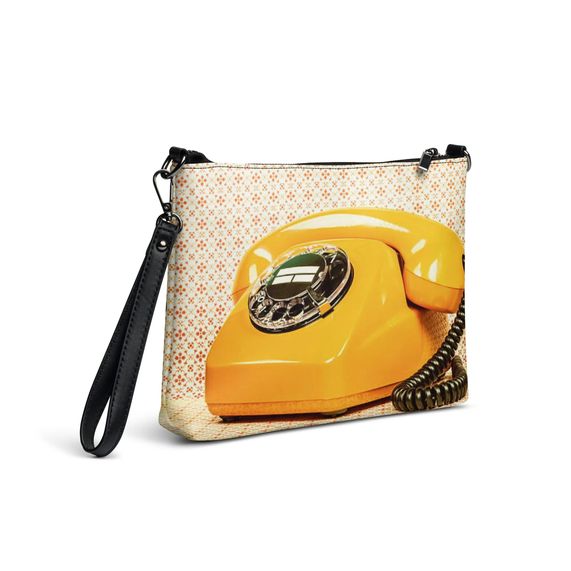 Crossbody Bag Yellow Retro Vintage Phone