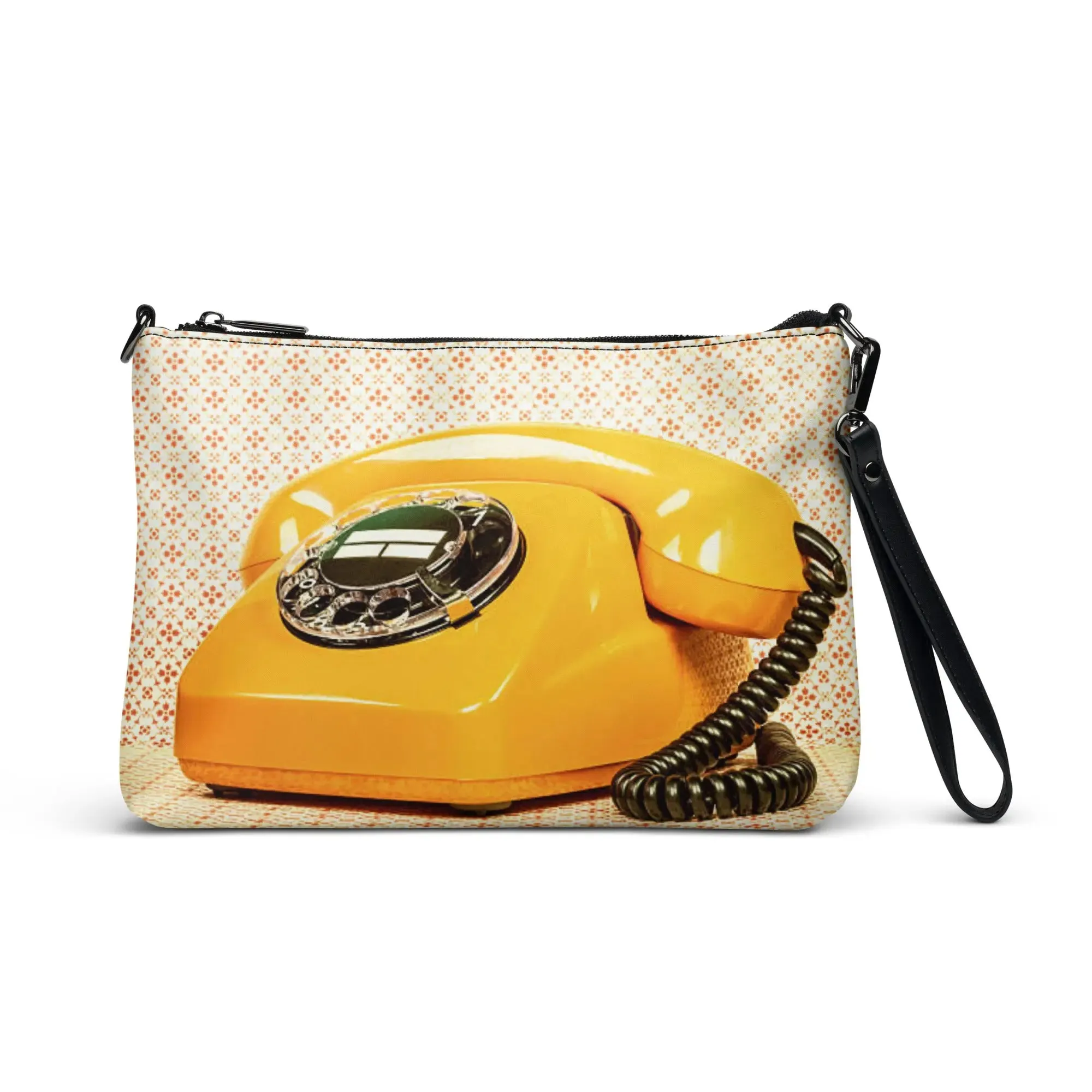 Crossbody Bag Yellow Retro Vintage Phone