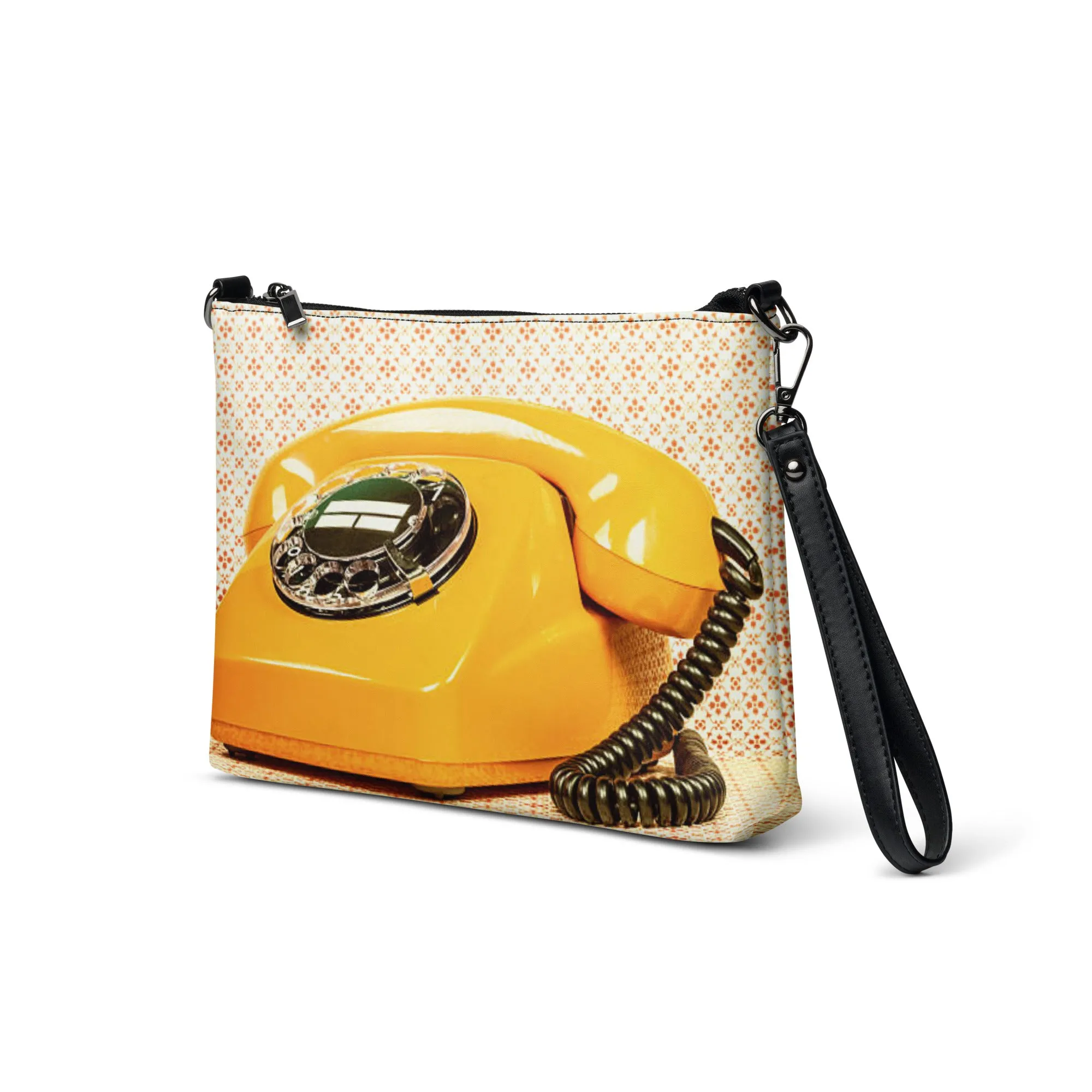 Crossbody Bag Yellow Retro Vintage Phone