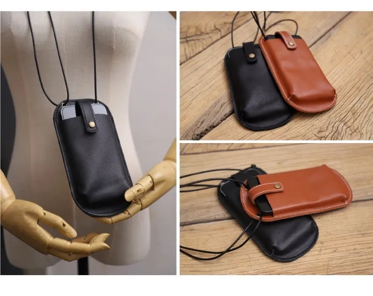 Cute Black LEATHER Phone WOMEN SHOULDER BAG Slim Phone Crossbody Purse FOR WOMEN