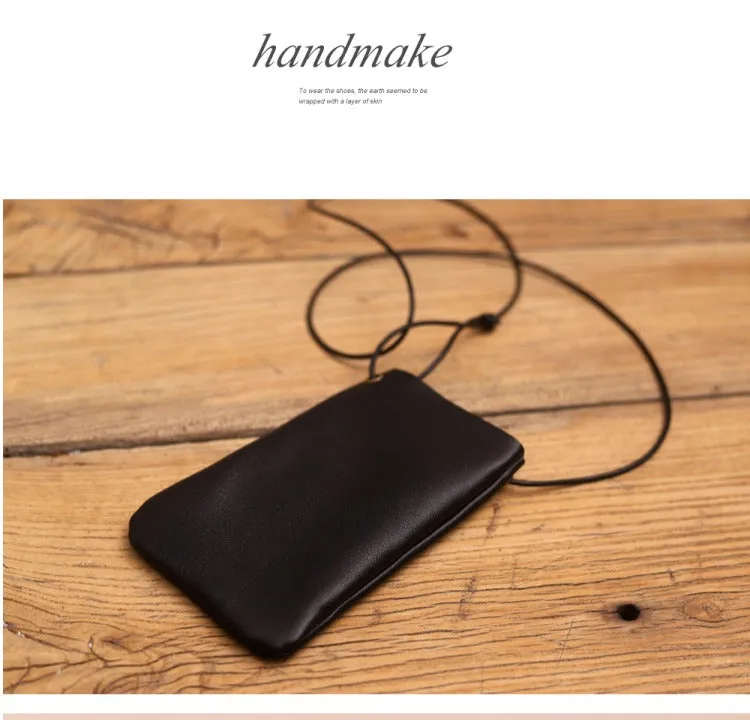 Cute Black LEATHER Side Bag Pouch Phone WOMEN SHOULDER BAG Slim Phone Crossbody Pouch FOR WOMEN