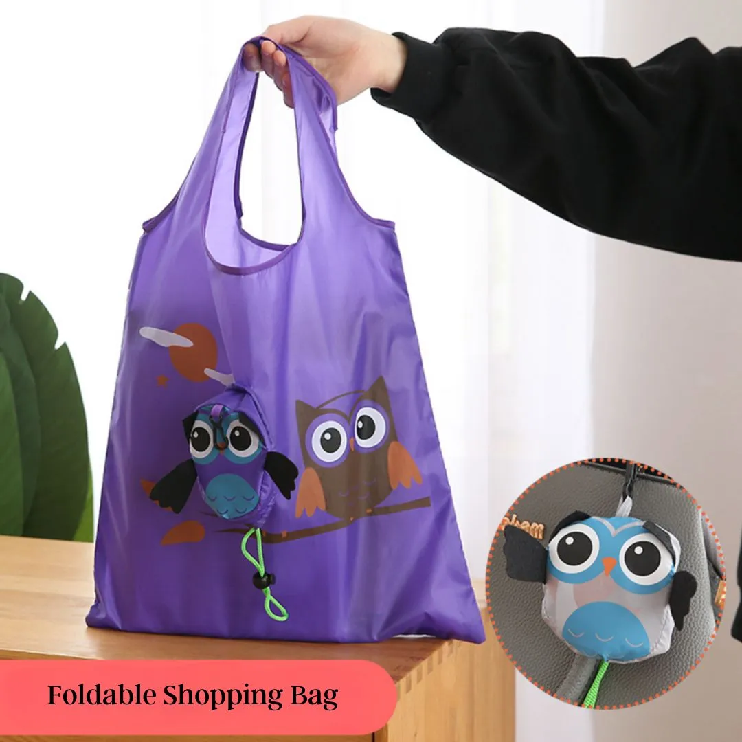 Cute Owl Grocery Bag - Nylon Grocery Tote (Random Color)