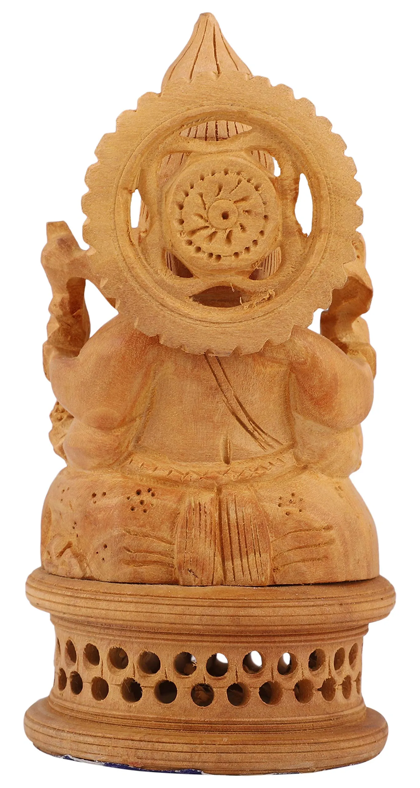 DHYANRSH Hand Crafted Exotic eye-catching Lord Ganesha Wooden Idol (4 Inch Height)