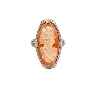 Estate White Gold Vintage Cameo Ring