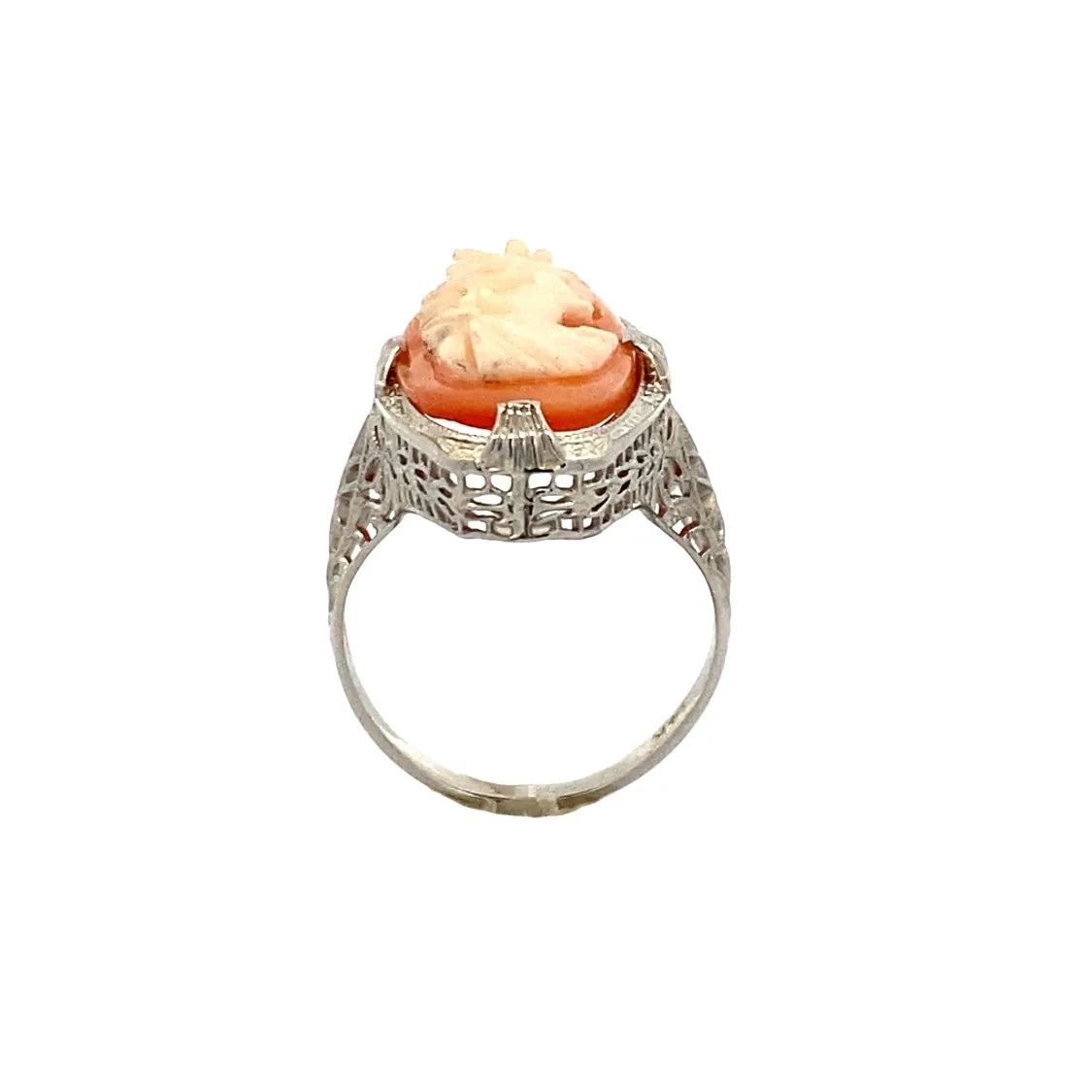 Estate White Gold Vintage Cameo Ring