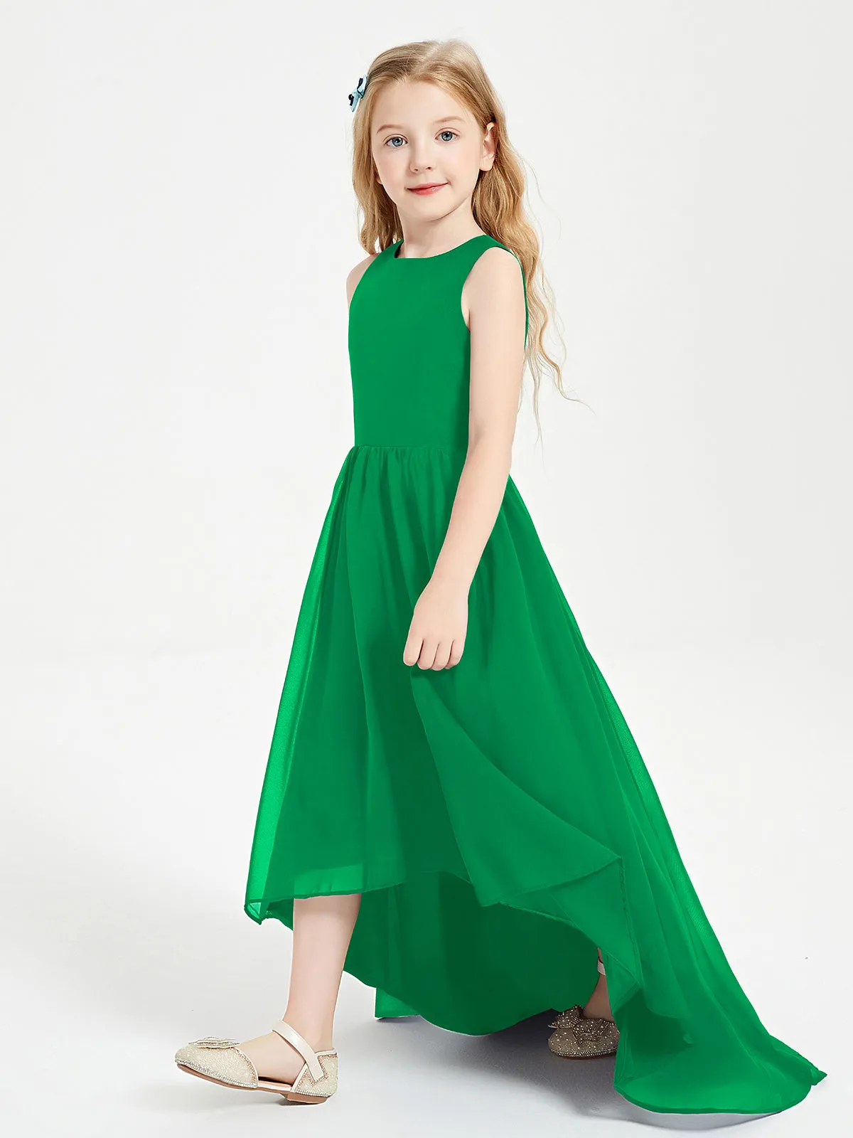 Exquisite Asymmetrical Junior Bridesmaid Dresses Scoop Neck Emerald