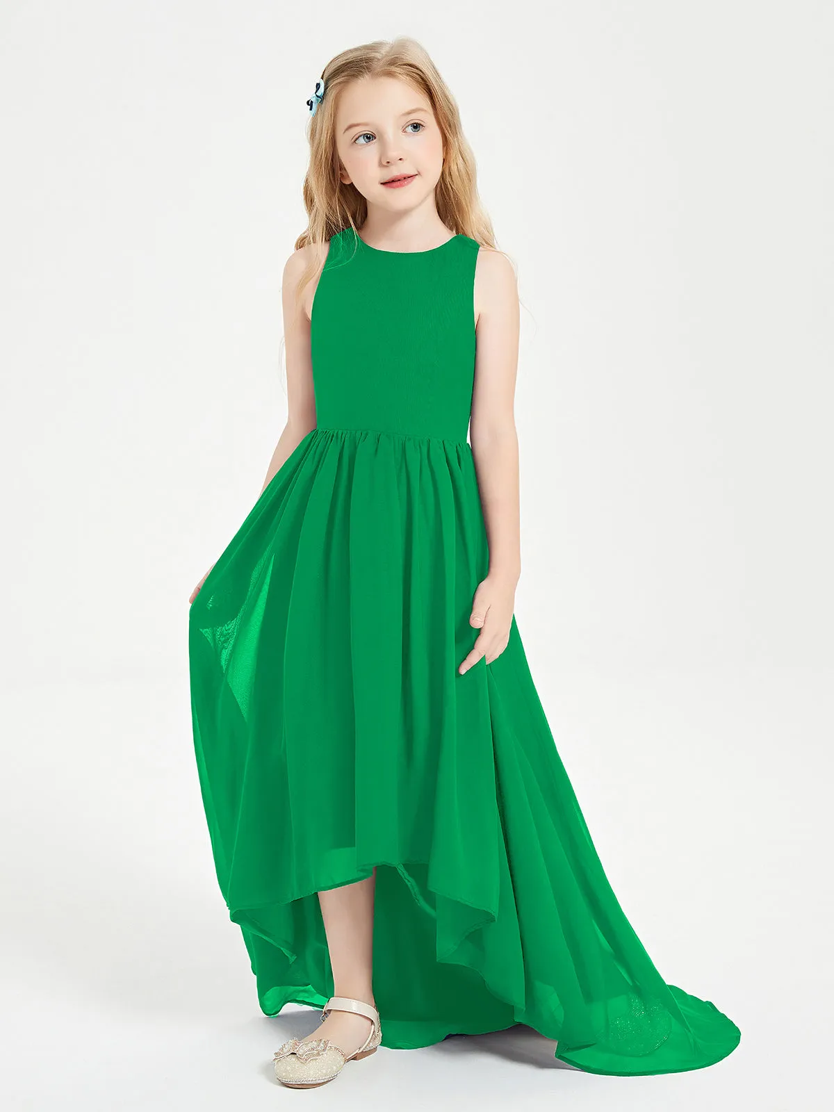 Exquisite Asymmetrical Junior Bridesmaid Dresses Scoop Neck Emerald