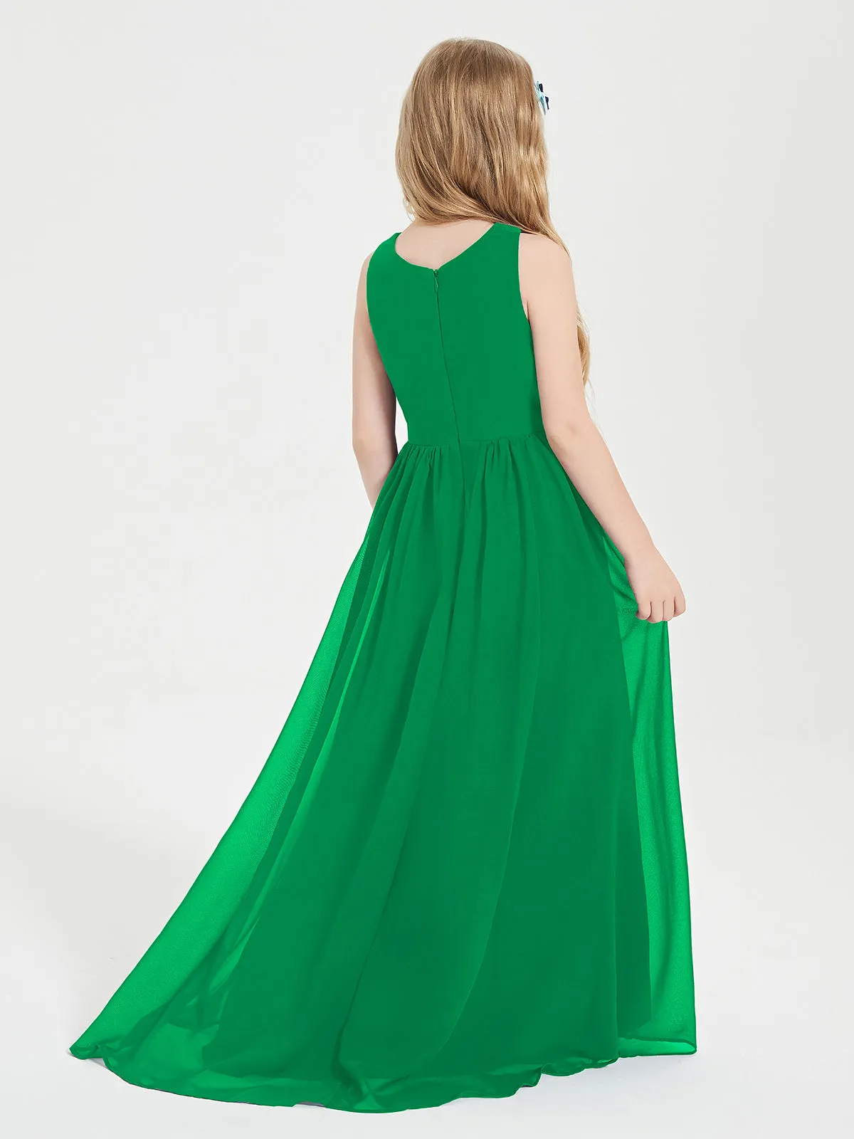 Exquisite Asymmetrical Junior Bridesmaid Dresses Scoop Neck Emerald