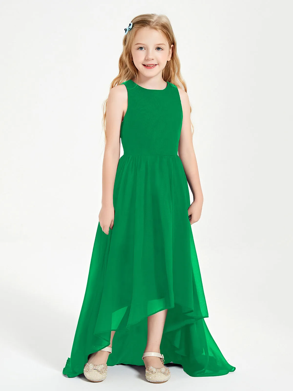 Exquisite Asymmetrical Junior Bridesmaid Dresses Scoop Neck Emerald