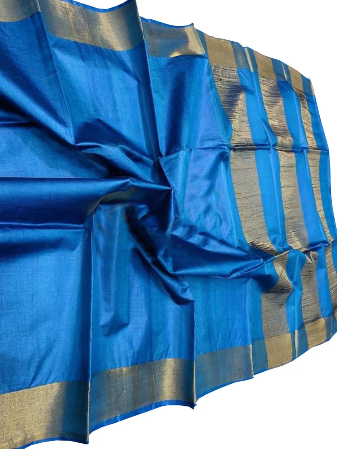 Exquisite Blue Bhagalpur Handloom Tussar Silk Saree