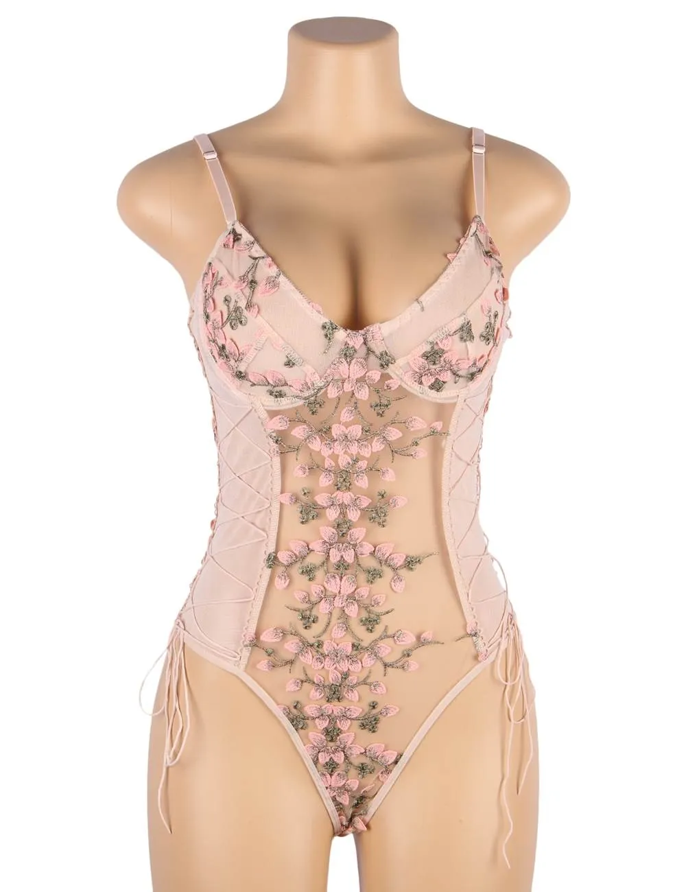 Exquisite Embroidery Mesh Bodysuit With Underwire Egypt