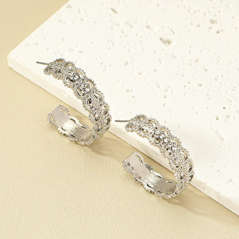 Exquisite European-Inspired Metal Stud Earrings - Vienna Verve Collection