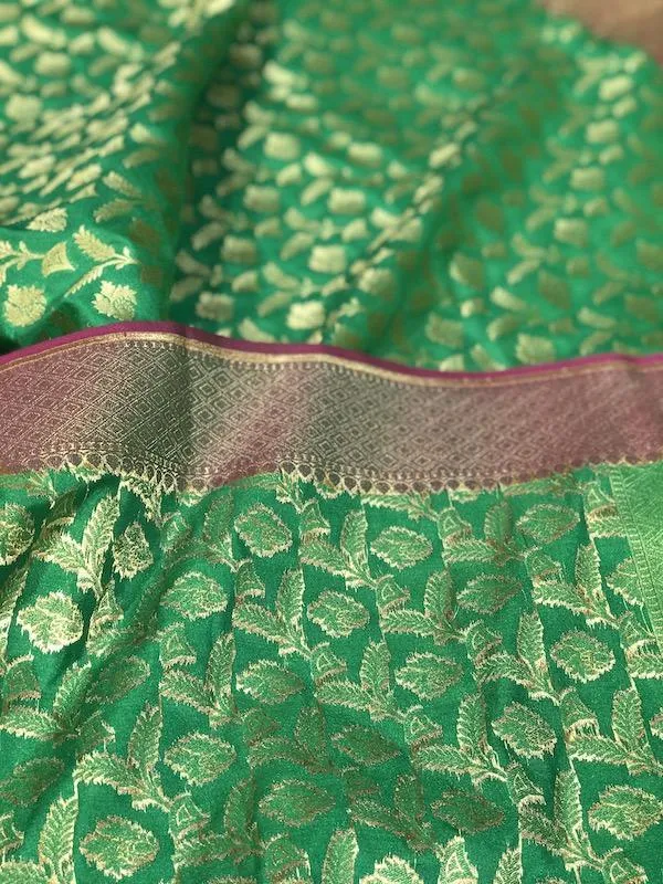 Exquisite Green Handloom Banarasi Silk Dupatta