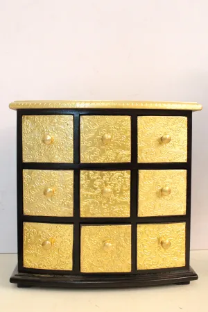 Exquisite Handcrafted 9-Drawer Box with Brass Fittings