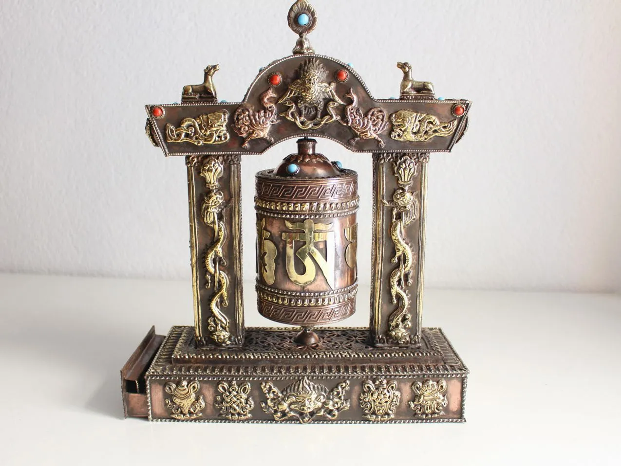 Exquisite Large Potala Palace Tibetan Prayer Wheel 33cm High