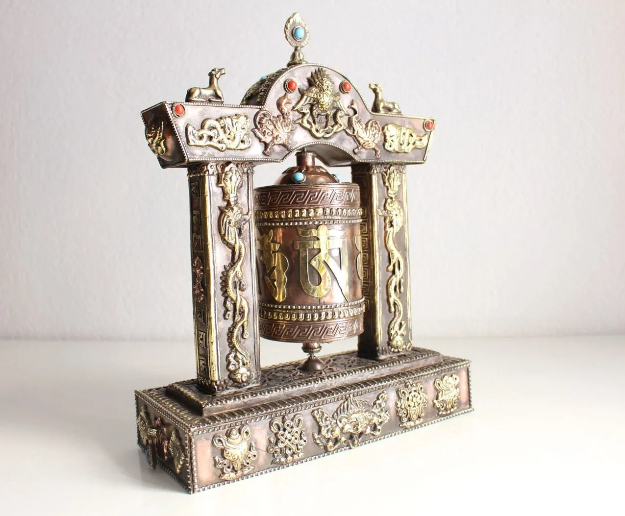 Exquisite Large Potala Palace Tibetan Prayer Wheel 33cm High