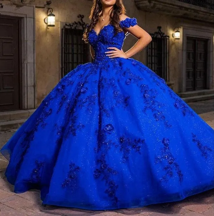 Exquisite Off The Shoulder Royal Blue Quinceanera Dresses