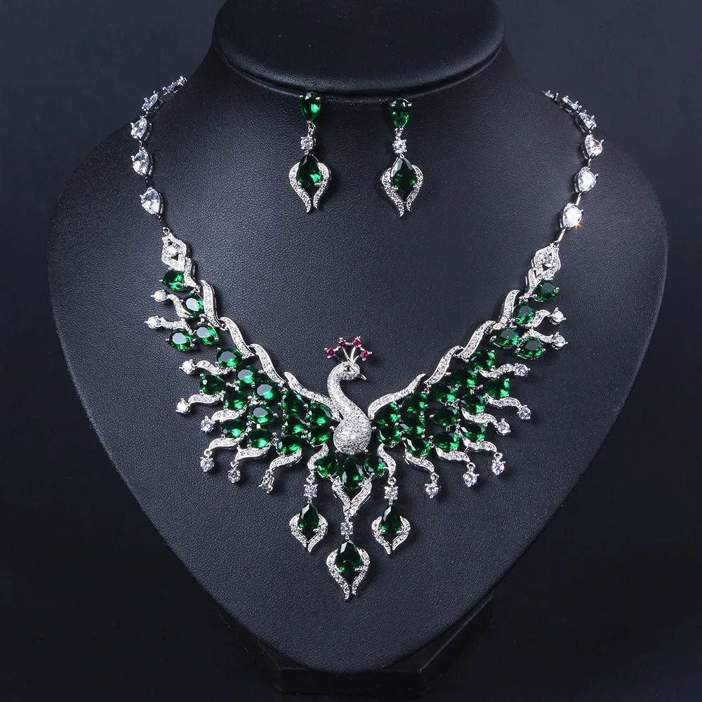 Exquisite Peacock Cubic Zirconia Wedding Jewelry Sets