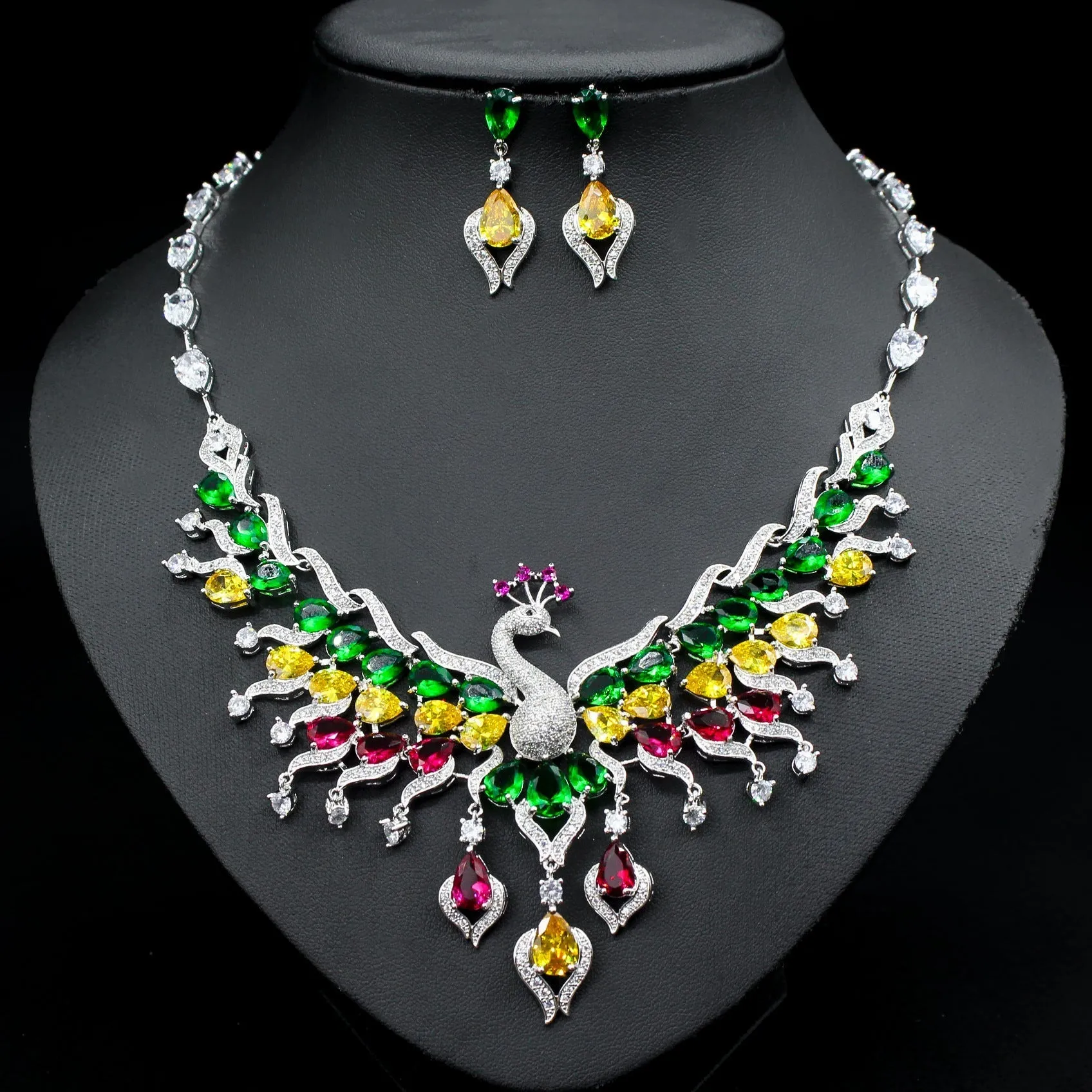 Exquisite Peacock Cubic Zirconia Wedding Jewelry Sets