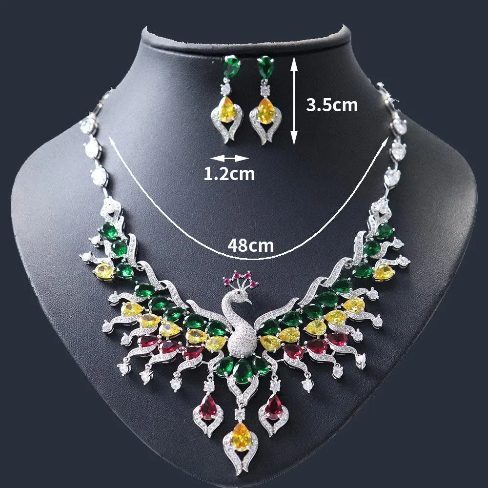 Exquisite Peacock Cubic Zirconia Wedding Jewelry Sets