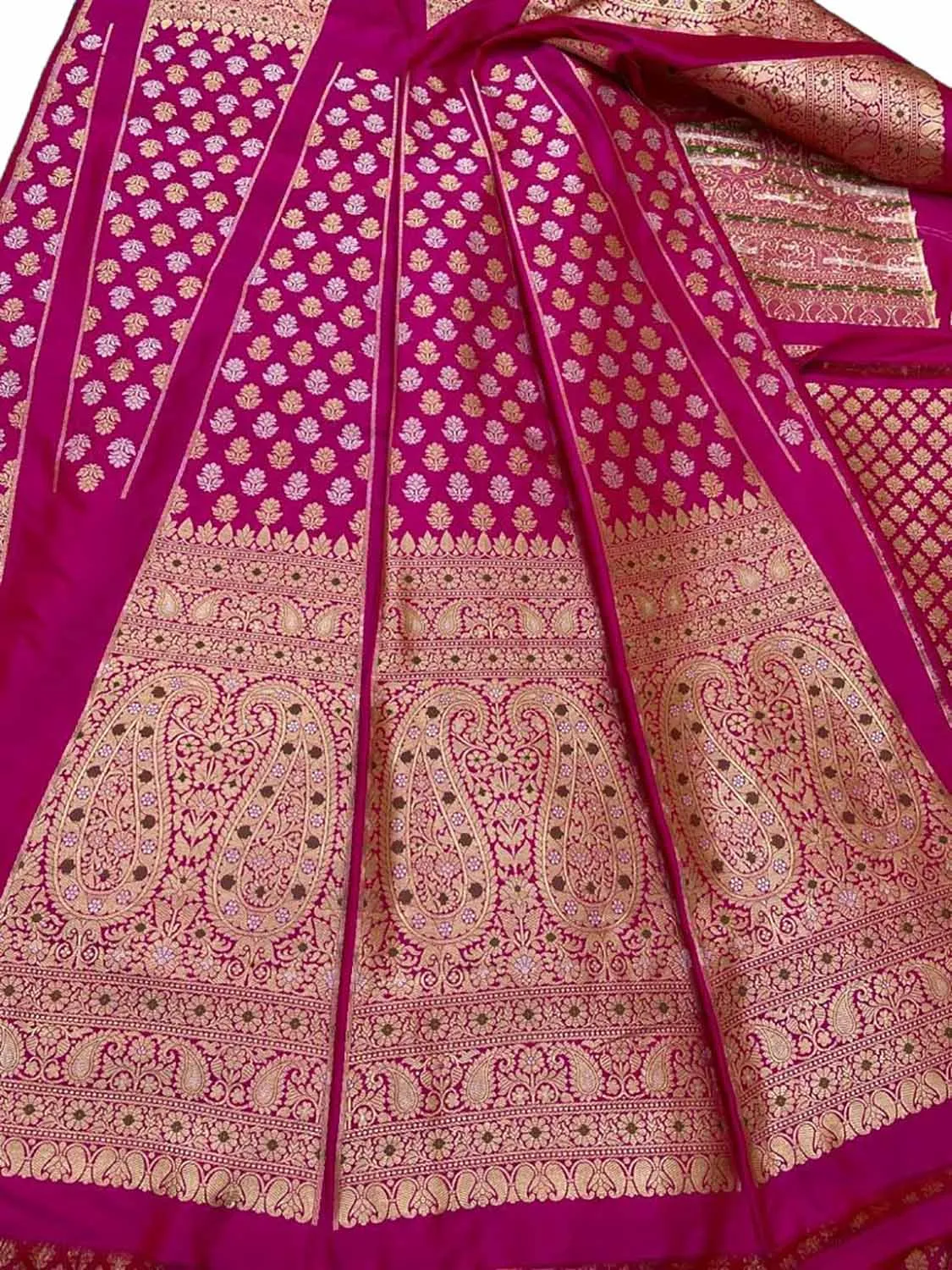 Exquisite Pink Banarasi Katan Silk Lehenga Set - Unstitched