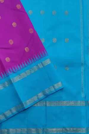 Exquisite Purple & Blue Kanjeevaram Pure Silk Saree