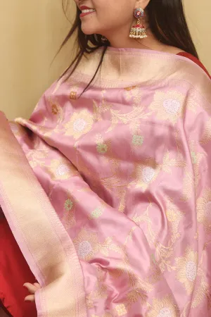 Exquisite Purple Handloom Banarasi Silk Sona Roopa Dupatta