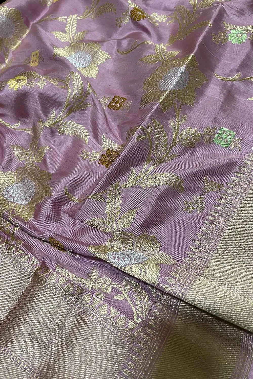 Exquisite Purple Handloom Banarasi Silk Sona Roopa Dupatta