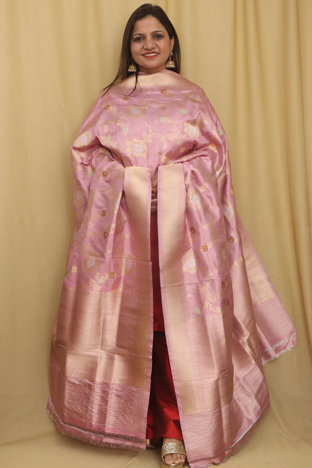 Exquisite Purple Handloom Banarasi Silk Sona Roopa Dupatta