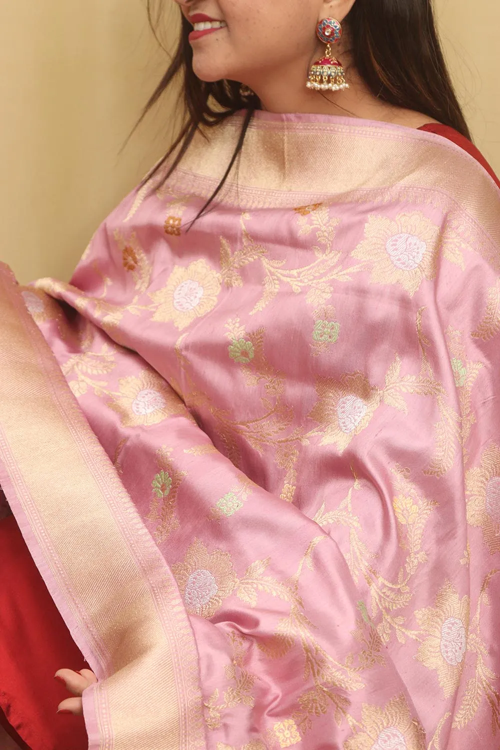 Exquisite Purple Handloom Banarasi Silk Sona Roopa Dupatta