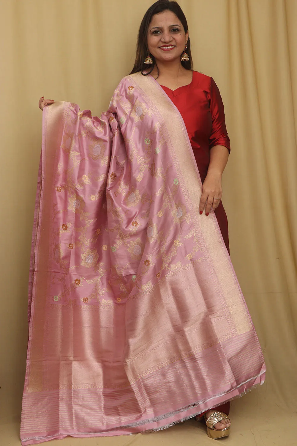 Exquisite Purple Handloom Banarasi Silk Sona Roopa Dupatta