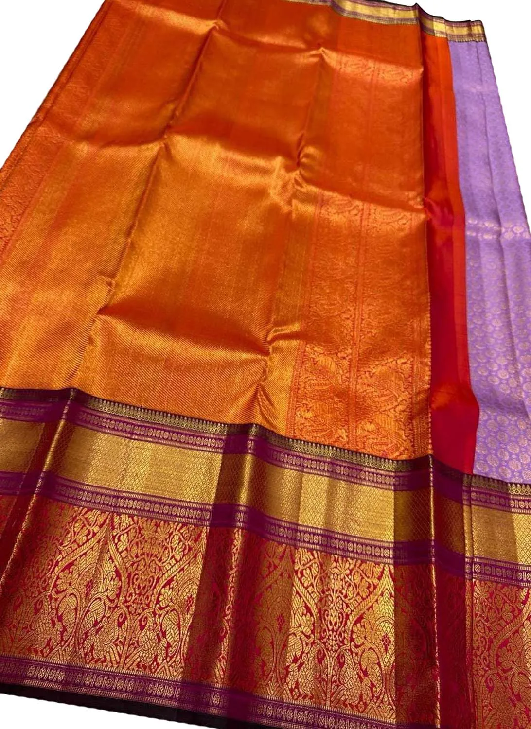 Exquisite Purple Handloom Kanjeevaram Silk Saree